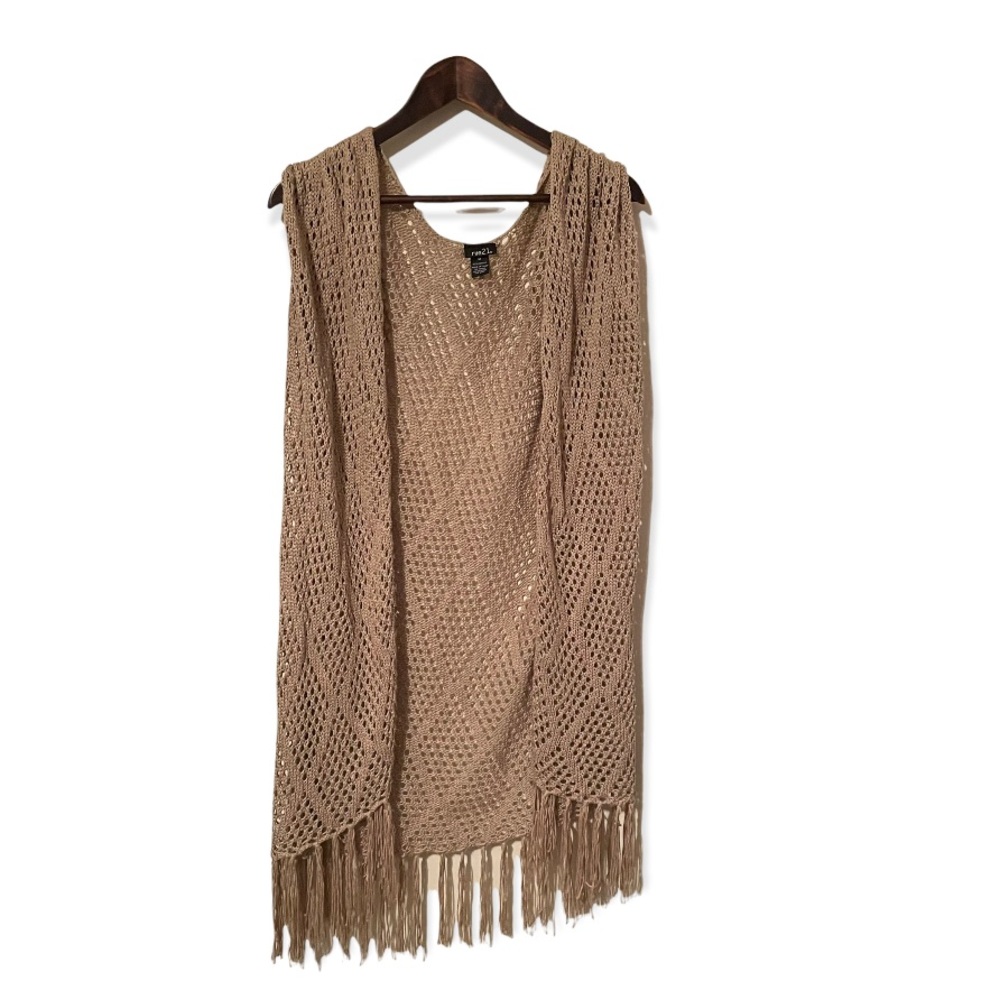 Rue 21 long crochet fringed vest